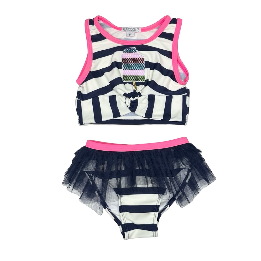 Flapdoodles Sequin Popsicle Stripe Two-Piece Swimsuit